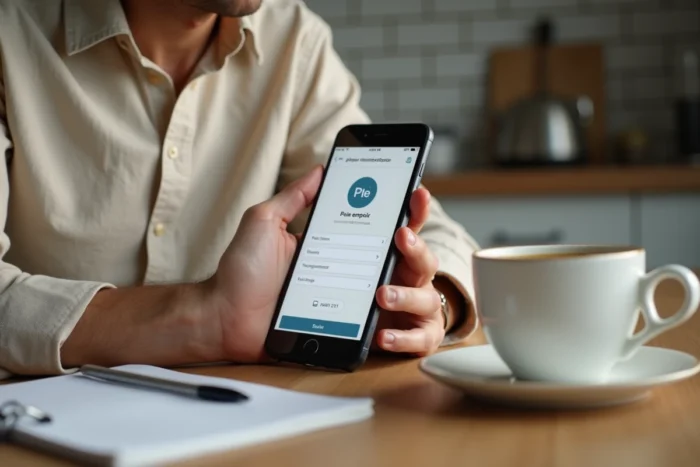 Gros plan sur un smartphone affichant l'espace personnel Pôle emploi pour vérifier un retard de versement d'allocation